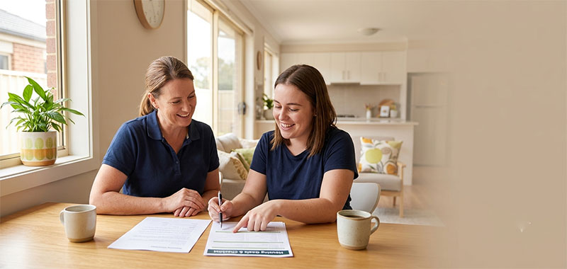 A warm, accessible home environment representing supported independent living