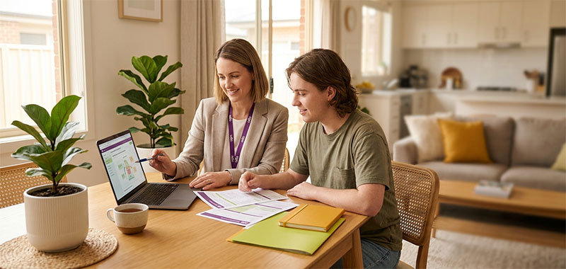 Support coordinator working with a participant to plan their NDIS supports