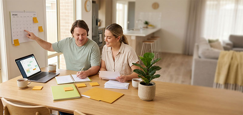 Support worker helping a participant organise their daily schedule and appointments